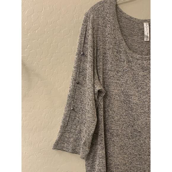 Per Seption Woman Lightweight Sweater, 3/4 Length Sleeve, Grey, Size 2X - Picture 3 of 6